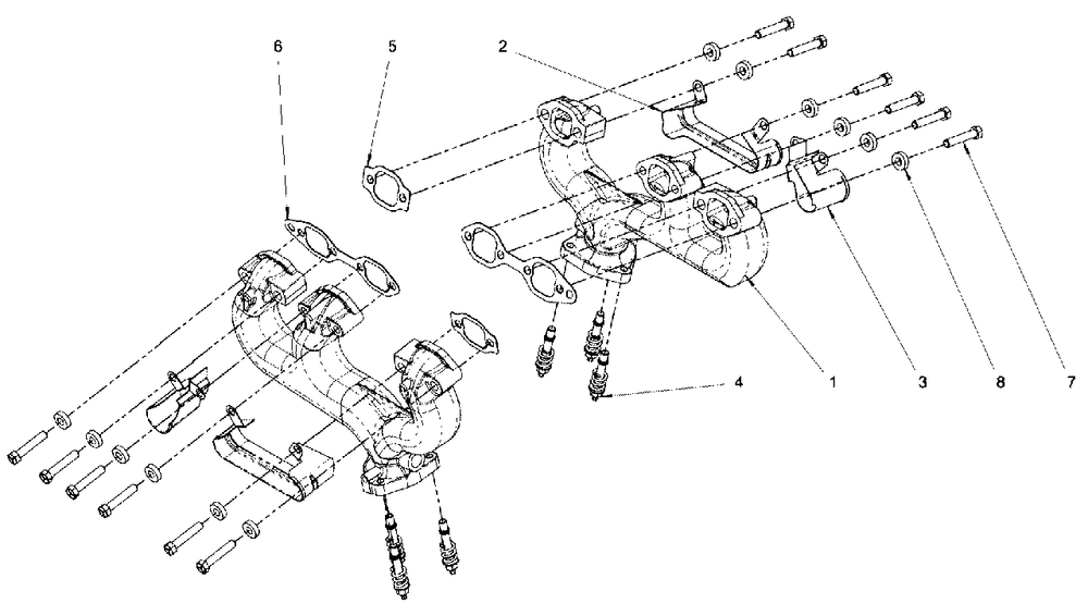 Engine Service Parts - Exhaust Manifold Diagram and Parts List for 076138-00  Briggs and Stratton Generator